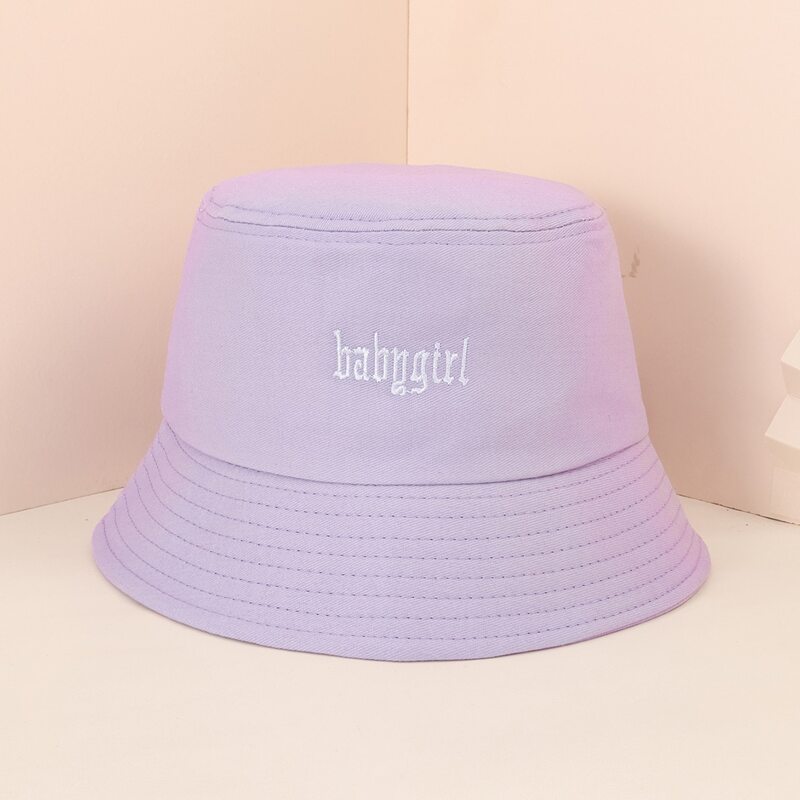 

Letter Embroidery Bucket Hat, Purple