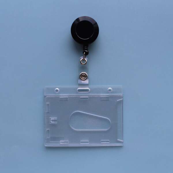 

1pc Clear ID Card Cover With Stretchy Buckle, Black