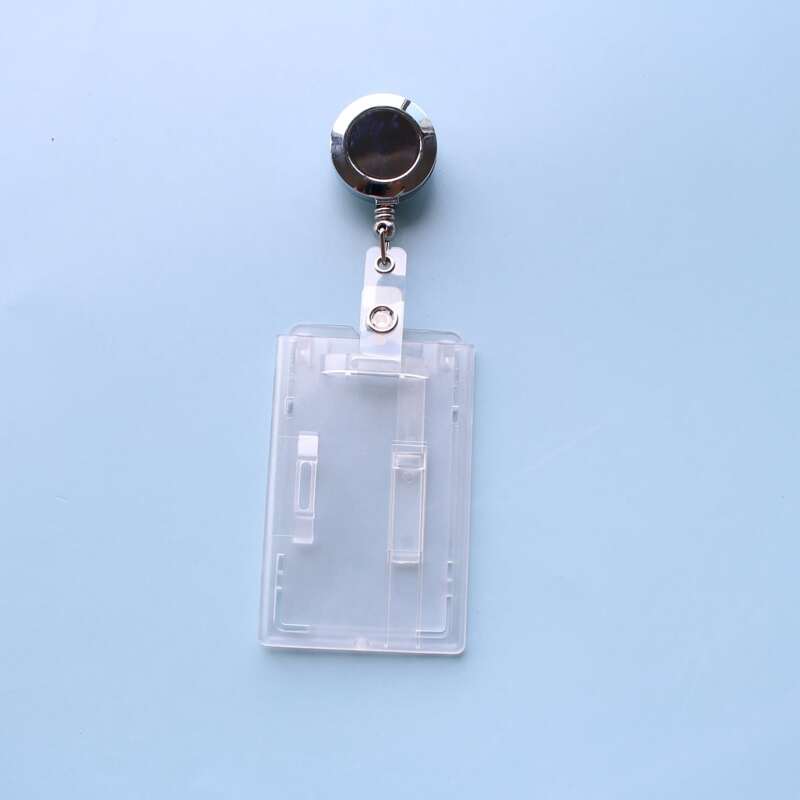 

1pc Clear ID Card Cover With Stretchy Buckle, Silver