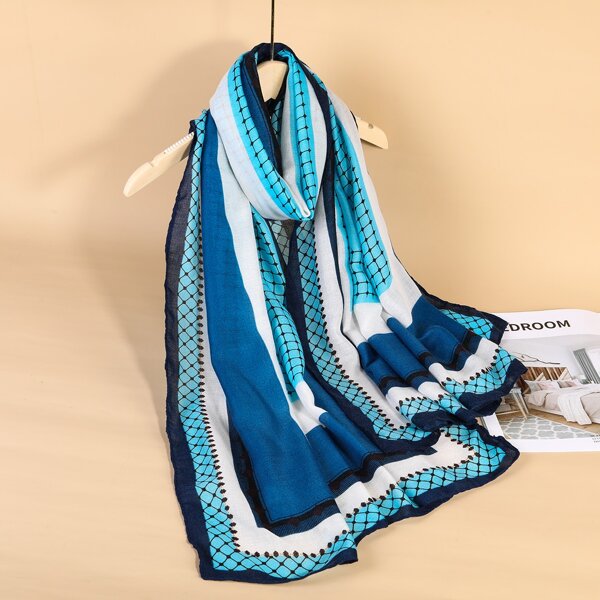 

Color Block Scarf, Blue