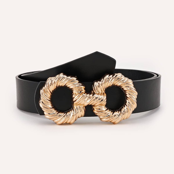 

Textured Metal Buckle Belt, Black