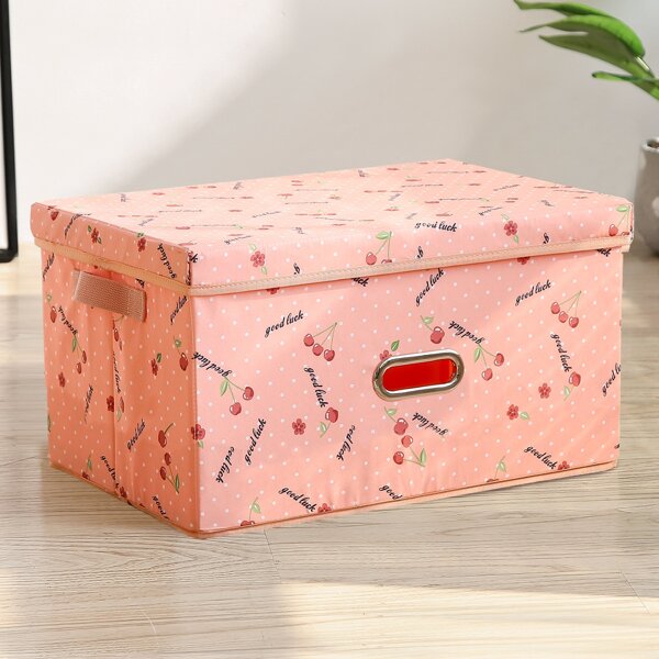 

Cherry Print Storage Box, Pink