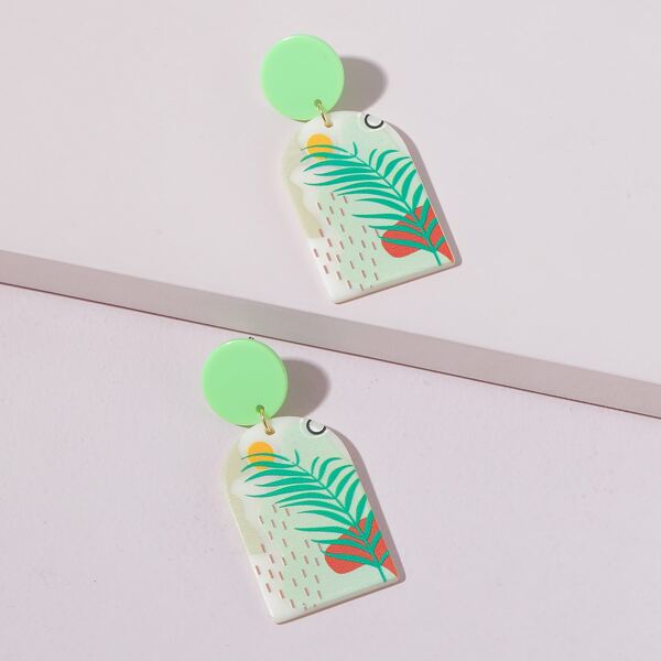 

Plant Print Drop Earrings, Multicolor