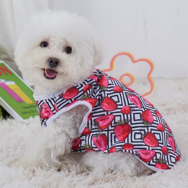 

Strawberry Print Pet Tank, Multicolor