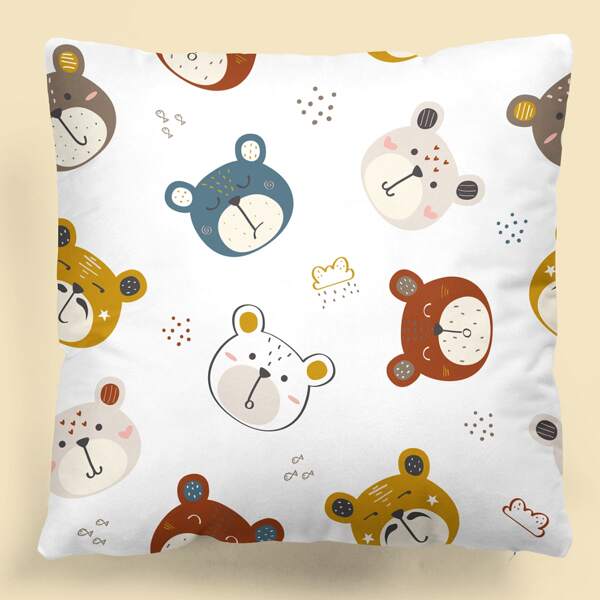 

Cartoon Graphic Kids Cushion Cover Without Filler, Multicolor