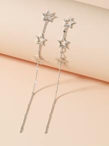 Star Drop Earrings - Silver - View 2