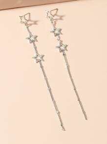 Star Drop Earrings - Silver - View 3
