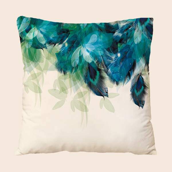 

Feather Print Cushion Cover Without Filler, Multicolor