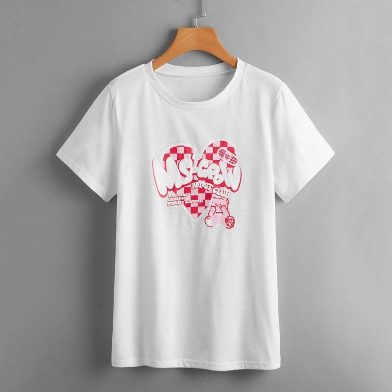 

Letter Cartoon Bear Graphic Tee, White