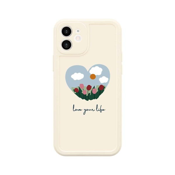 

Flower & Letter Graphic Phone Case, Multicolor