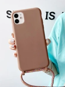 Solid Phone Case With Lanyard - Brown - View 1