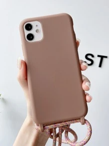 Solid Phone Case With Lanyard - Brown - View 3