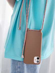 Solid Phone Case With Lanyard - Brown - View 4