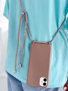 Solid Phone Case With Lanyard - Brown - View 5