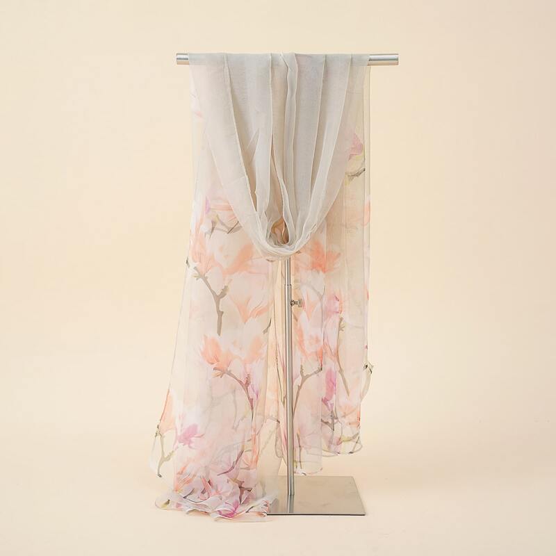 

Flower Pattern Scarf, Grey