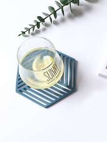 1pc Hollow Hexagon Coaster - Blue - View 2