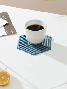 1pc Hollow Hexagon Coaster - Blue - View 3