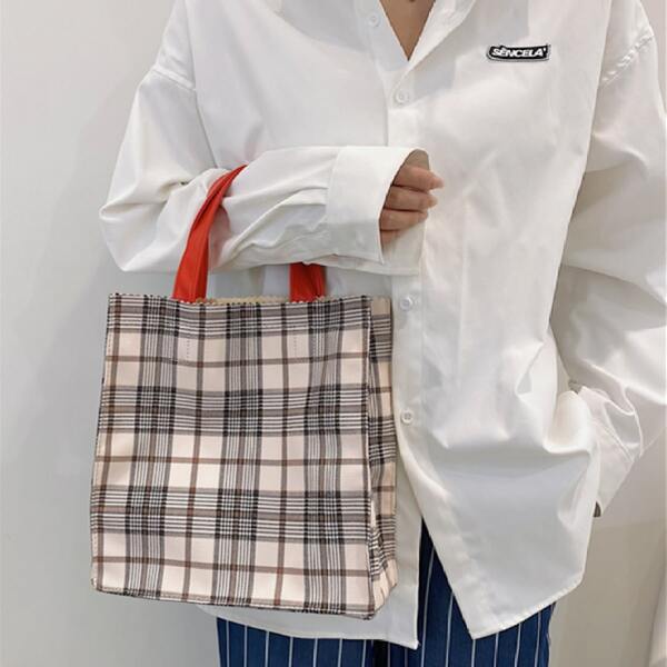

Plaid Pattern Shoulder Tote Bag, Multicolor