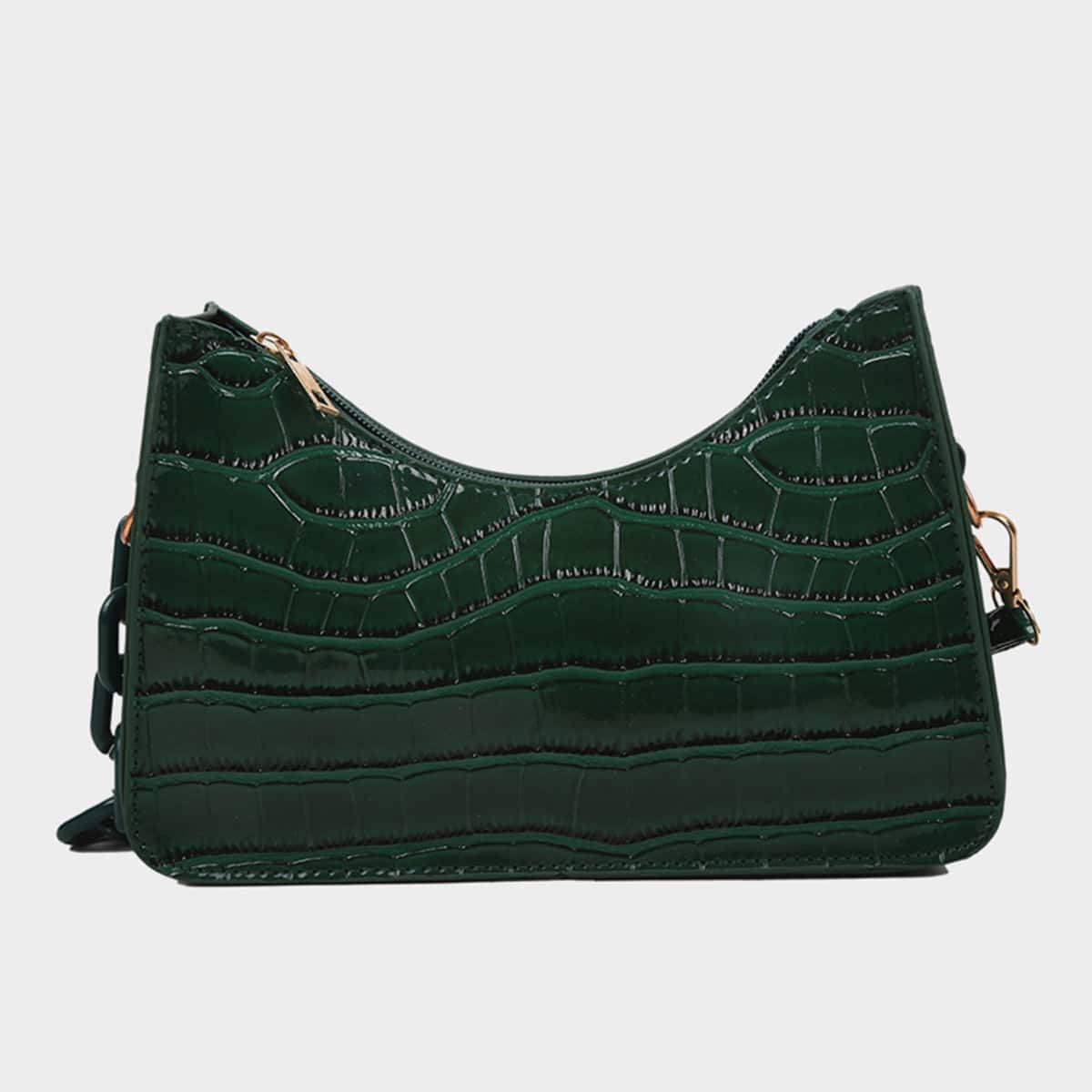 

Croc Embossed Shoulder Bag, Green