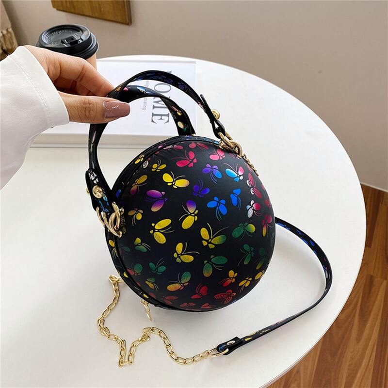 

Butterfly Pattern Ball Shaped Satchel Bag, Multicolor