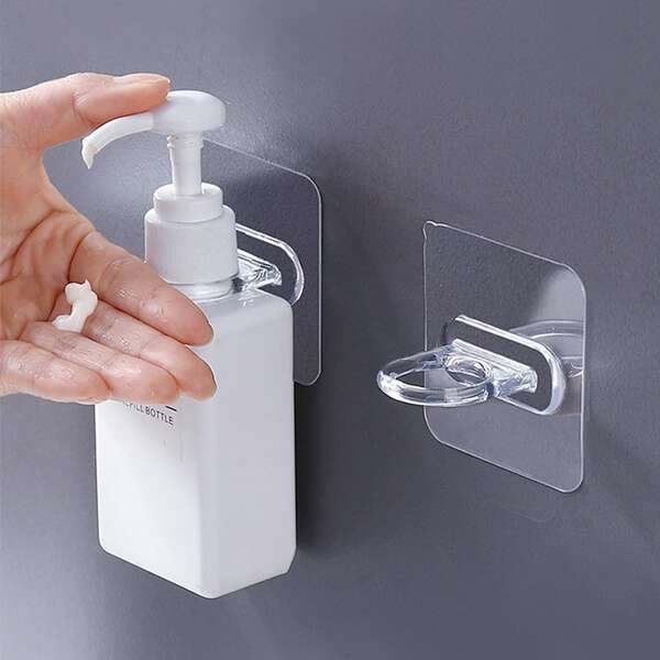 

2pcs Wall Mounted Shampoo Bottle Holder, Clear