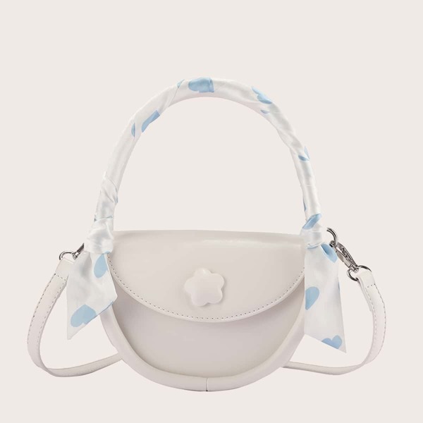 

Minimalist Scarf Decor Satchel Bag, White