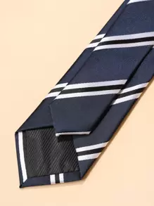 Corbata De Rayas Para Hombres - Azul Marino - Ver 6