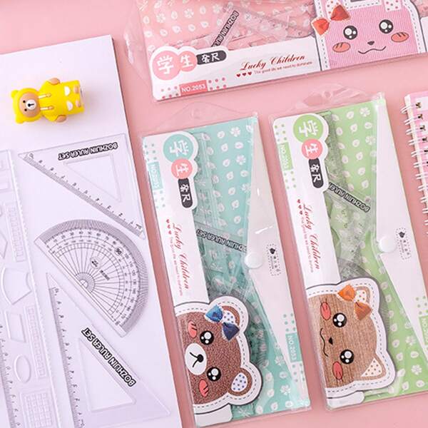 

1pack Random Pattern Ruler Set, White