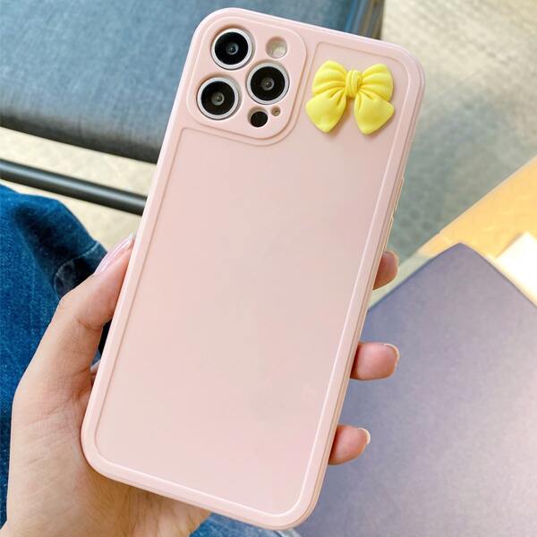 

3D Bowknot Decor Phone Case, Yellow
