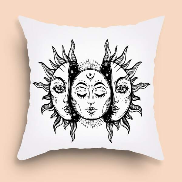 

Sun Print Cushion Cover Without Filler, Black and white