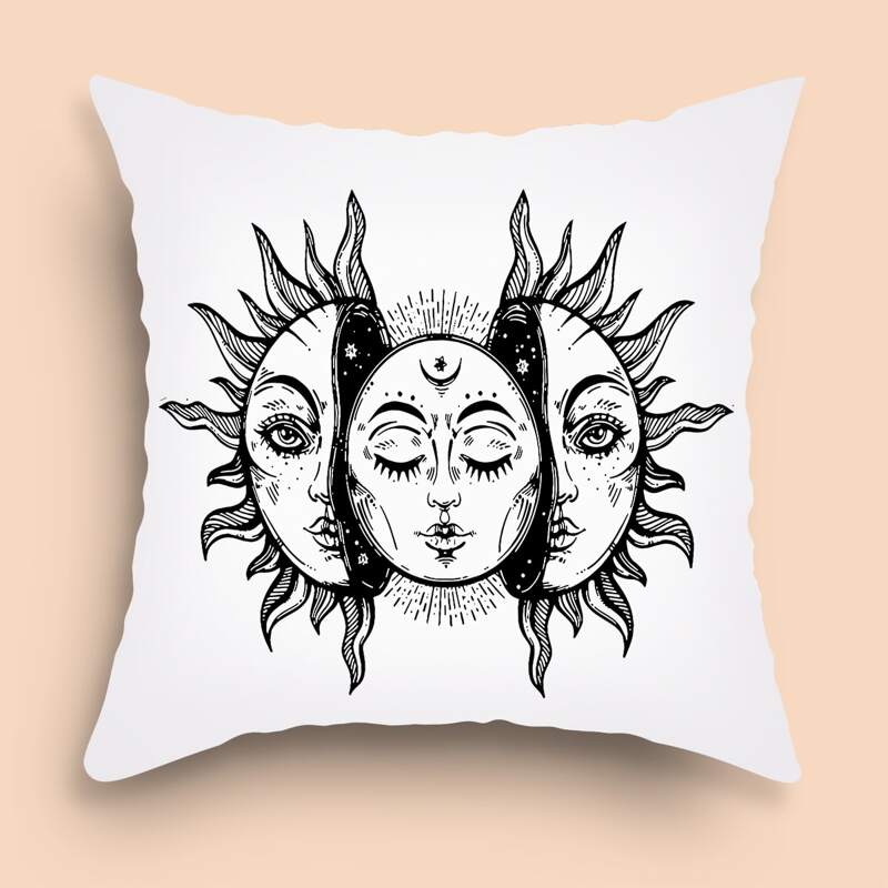 

Sun Print Cushion Cover Without Filler, Black and white