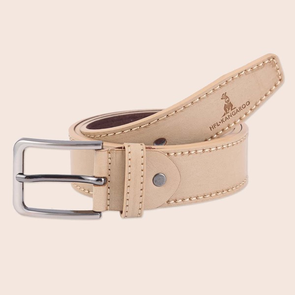 

Men Metal Buckle Belt, Beige