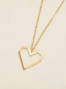 1個時尚的空心愛心項鍊鎖骨鍊 - 金黃色 - 查看 1
