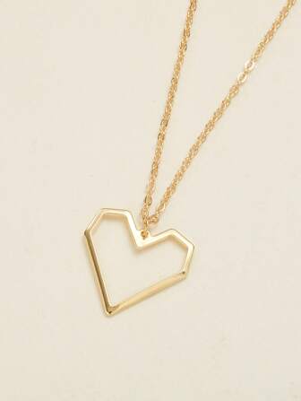 سلسلة رقبة عصرية معدنية بتصميم الحب المفرغ