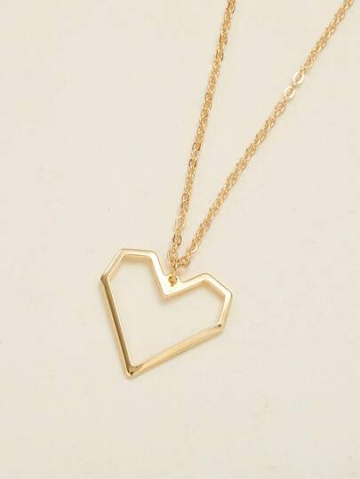 سلسلة رقبة عصرية معدنية بتصميم الحب المفرغ