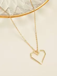 1個時尚的空心愛心項鍊鎖骨鍊 - 金黃色 - 查看 2