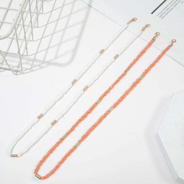 

2pcs Beaded Face Mask Chain, Multicolor