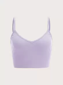 SHEIN EZwear 素色羅紋針織吊帶上衣 - 淡紫色 - 查看 1