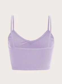 SHEIN EZwear 素色羅紋針織吊帶上衣 - 淡紫色 - 查看 2