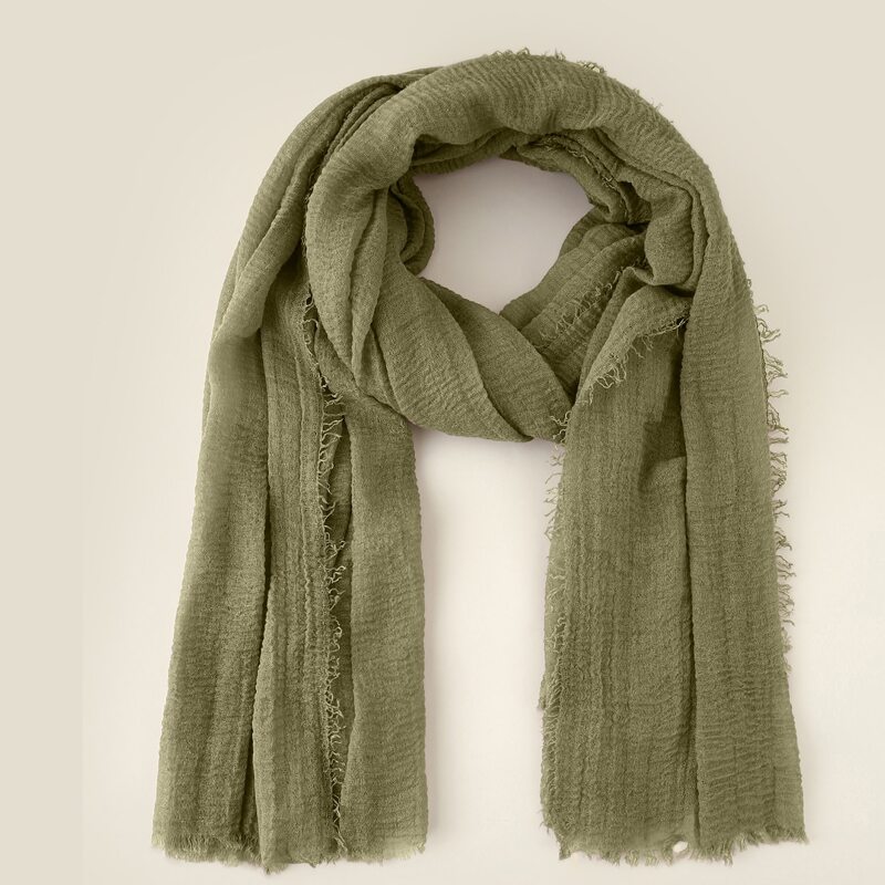 

Raw Hem Scarf, Olive green