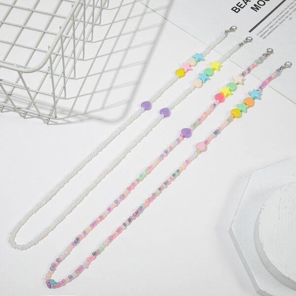 

2pcs Beaded Face Mask Chain, Multicolor
