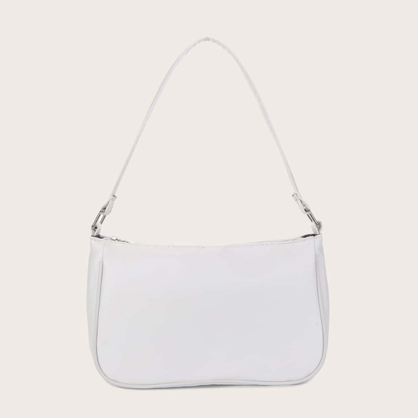 

Minimalist Zipper Front Shoulder Bag, White
