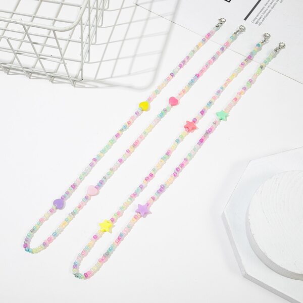 

2pcs Beaded Face Mask Chain, Multicolor