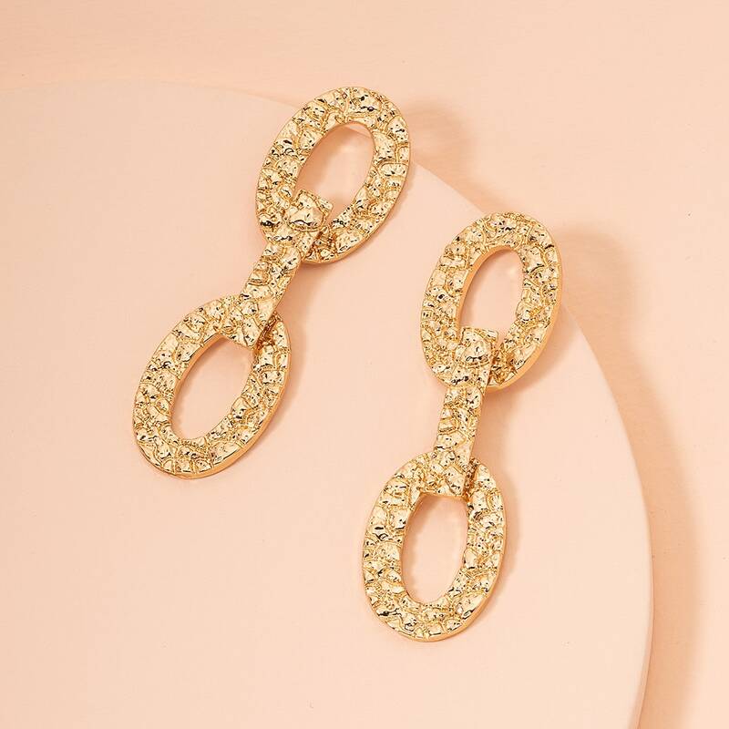 

Textured Metal Drop Earrings, Gold