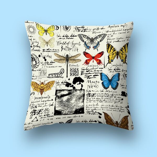 

Butterfly Print Cushion Cover Without Filler, Multicolor