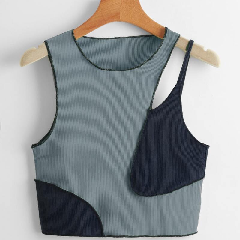 

Colorblock Ribbed Tank Top, Multicolor