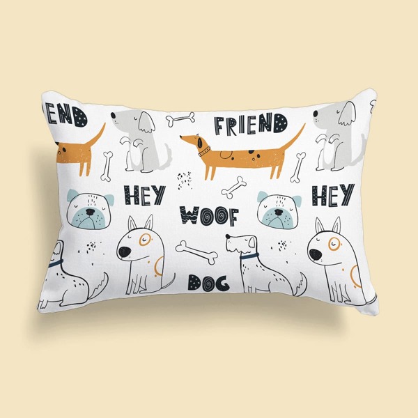 

Dog Print Kids Lumbar Pillowcase Without Filler, Multicolor