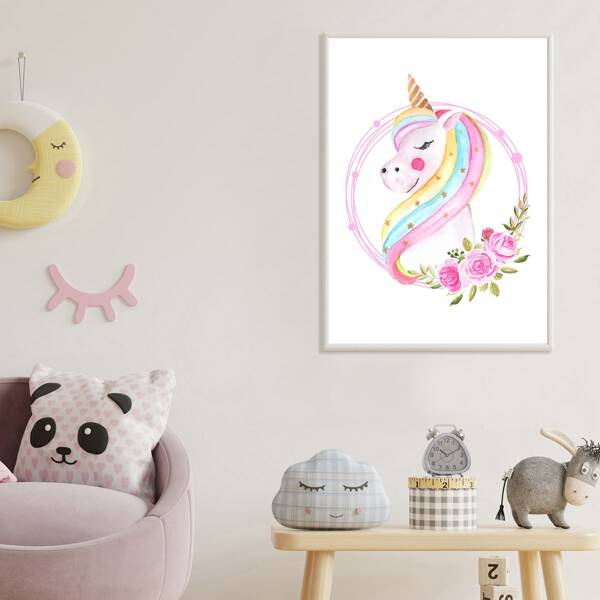 

Unicorn Print Kids Wall Sticker, White