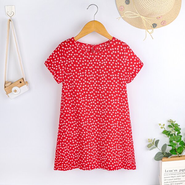 

Toddler Girls Ditsy Floral Tunic Dress, Red