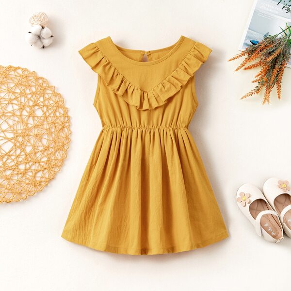 

Toddler Girls Ruffle Trim Swing Dress, Yellow